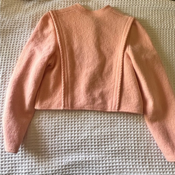 VINTAGE LANDS END blush pink 100% wool blazer jacket heavy western boho SIZE 14 - Picture 7 of 10